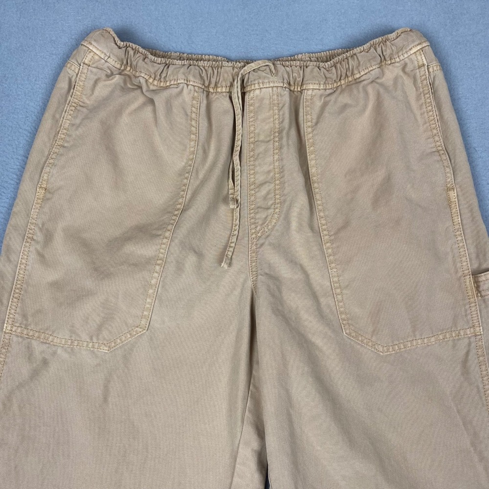Aerie Carpenter Baggy Wide Leg Elastic Waist Utility Pants Womens Large Tan - Picture 3 of 12